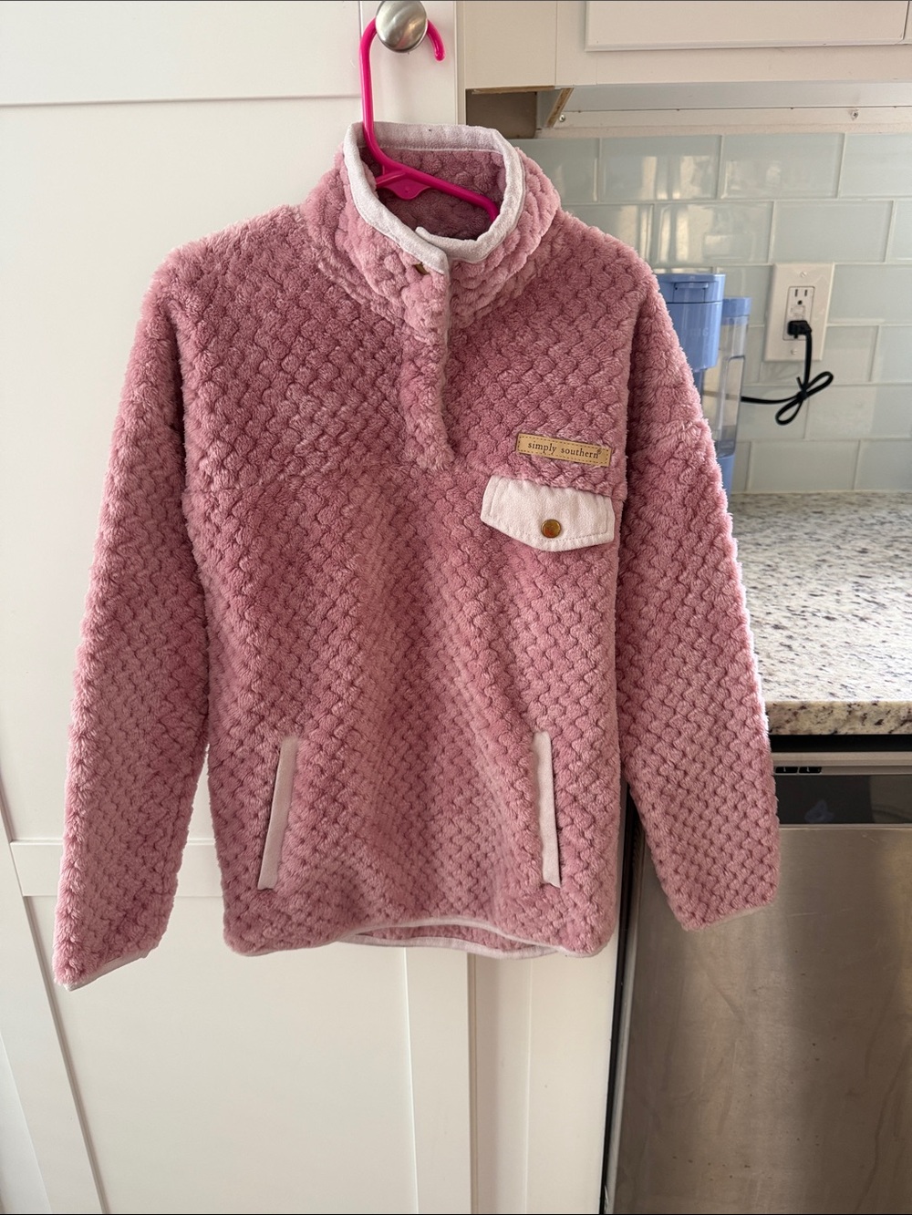Simply Southern Dusty Pink Sherpa Pullover Hoodie for Kids